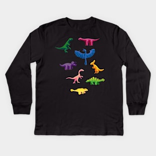 Tiny Colorful Gouache Dinosaurs Kids Long Sleeve T-Shirt